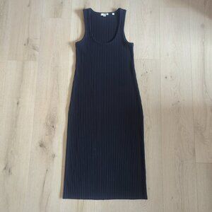 VINCE Black Ribbed Knit Casual Dress Medium